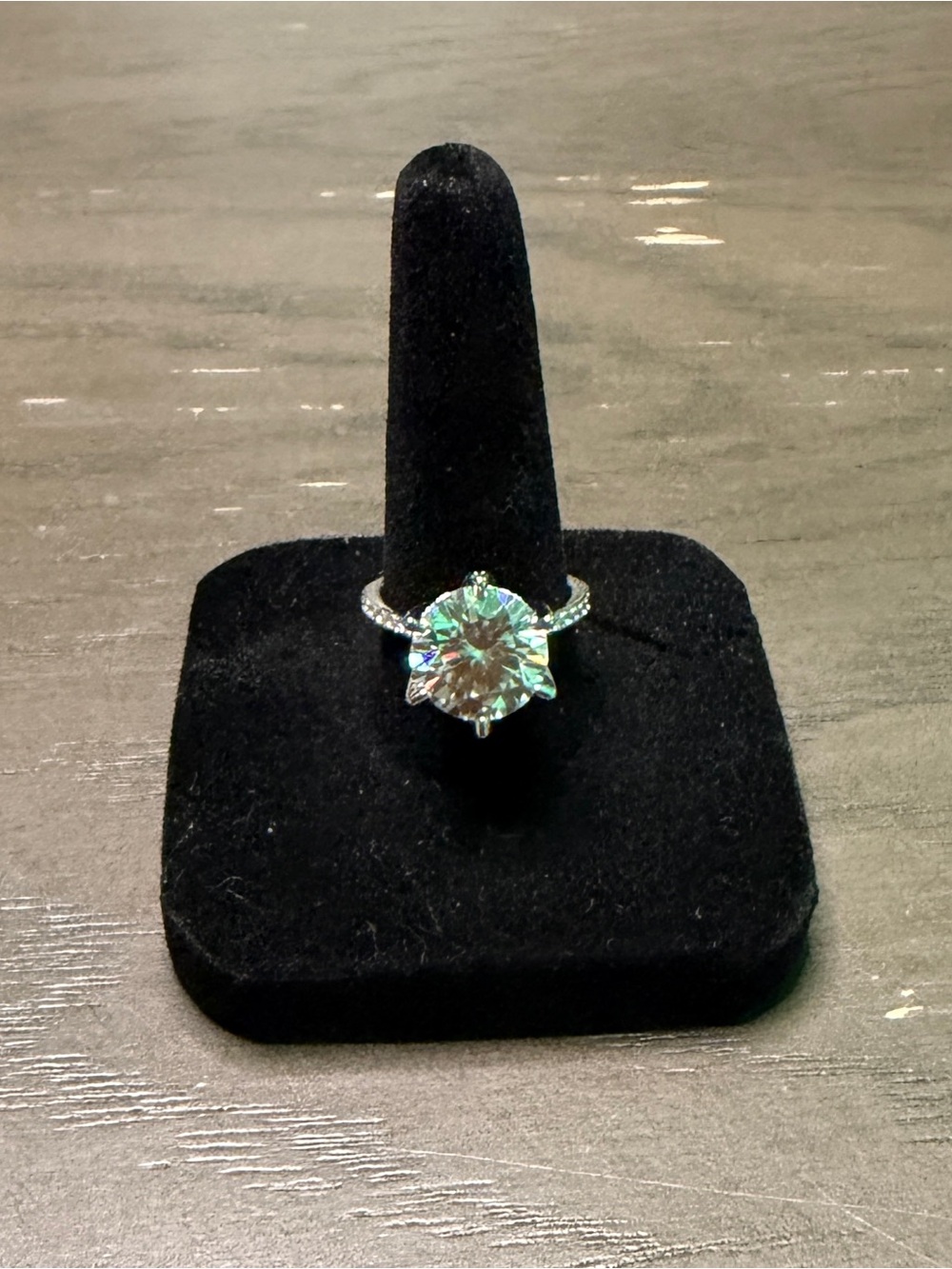 5.0ct D Color Brilliant Round Moissanite Ring in 925 Sterling Silver - Size 6